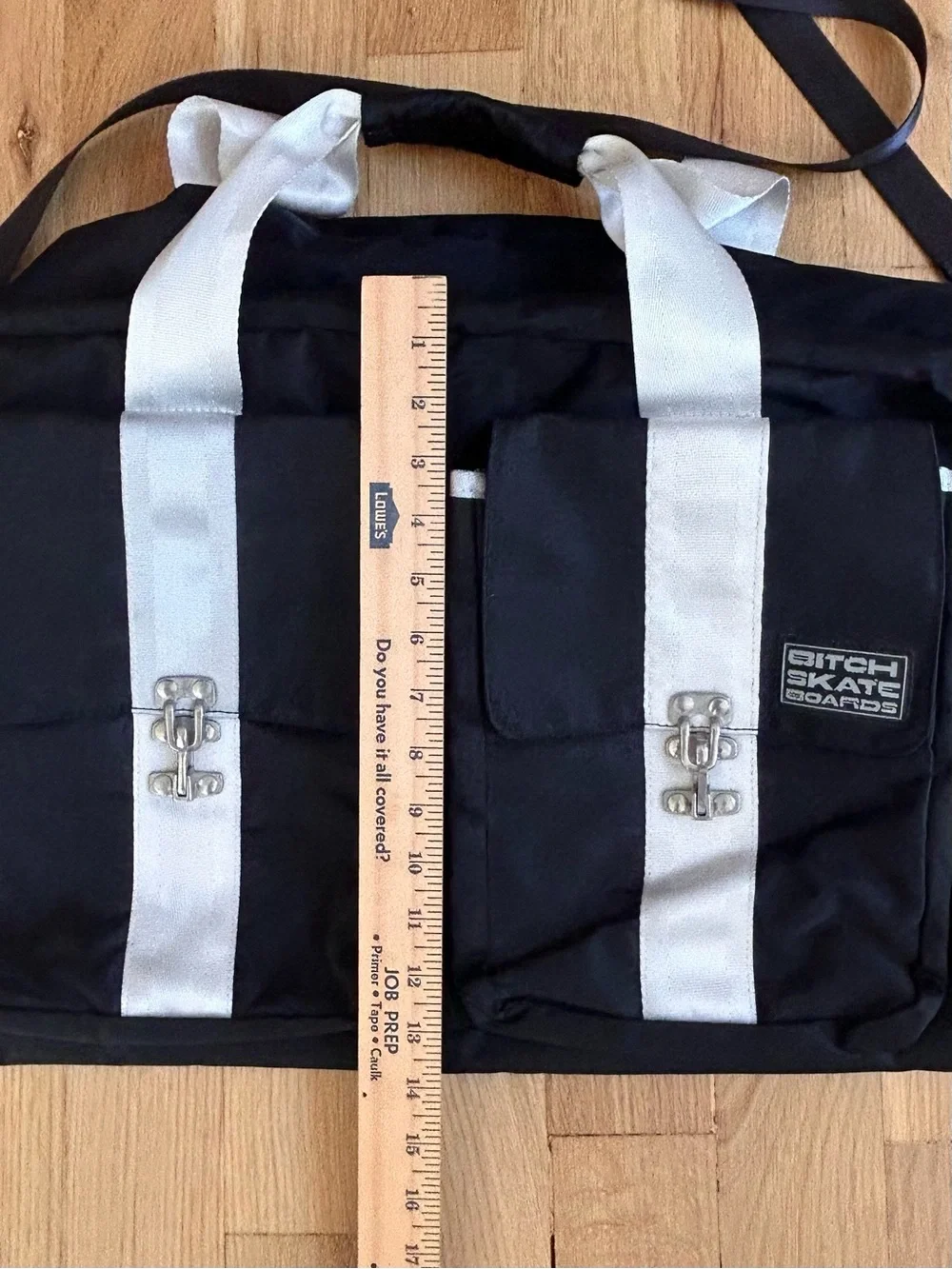 B Skateboards Utility/Helmet Shoulder Bag in Black and White Vintage Y2K